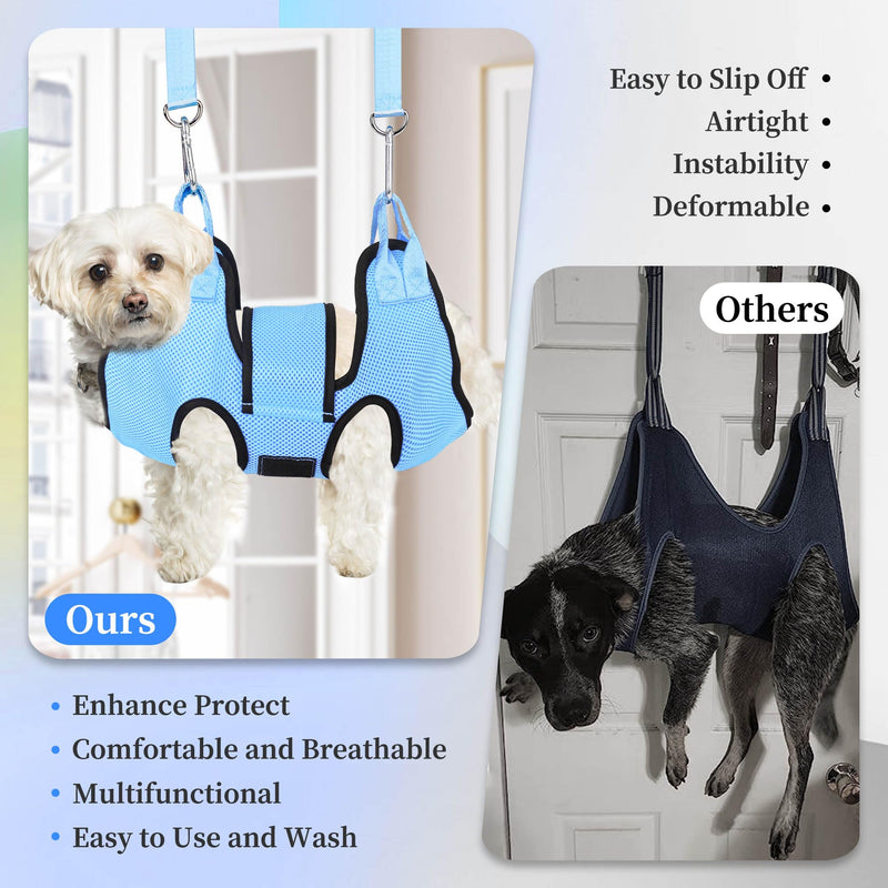 PatiencET Dog Grooming Hammock for Nail Trimming Pet Hammock for Small Dogs with Security Strap Cat Sling for Nail Clipping with Clippers Nail File and Pet Comb (Cerulean S) Cerulean - PawsPlanet Australia