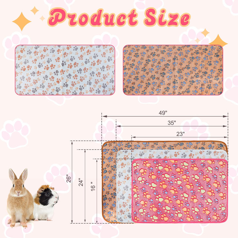 YUEPET Waterproof Guinea Pig Blankets Washable 3 Pack Small Animal Fleece Cage Liners Pet Soft Sleep Mat Pad Cover Warm Flannel Throw for Hamster Guinea Pig Rabbit Chinchilla Hedgehog Ferret 23"×16" S-23"×16" White+pink+coffee