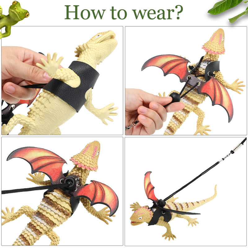 Chivao 5 Pieces Bearded Dragon Accessories Set Bearded Dragon Leashes and Harnesses S/M/L 3 Size Packed Lizard Harness Mini Scooter Lizard Helmet Hats Adjustable Leash(Orange) Orange - PawsPlanet Australia