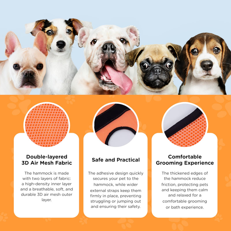 Dog Grooming Hammock - Dog Sling for Grooming, Pamper Your Furry with This Stress-Free Dog Grooming Kit - Orange, Large - PawsPlanet Australia