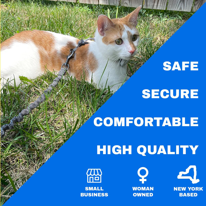 Travel Cat Harness and Bungee Leash Set - 2 in 1 Adjustable Escape Proof Cat Harness & Leash for Small, Medium, Large Cats, Kitten - Safe H-Style for Outdoor Walking (Checkered) Checkered - PawsPlanet Australia