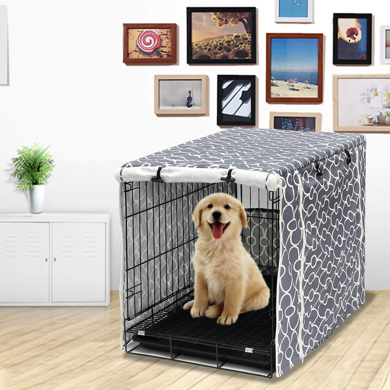 Dog Crate Cover Kennel Dogs Covers fits Small Medium Large crates cage Heavy Nylon Waterproof soundproof Indoor Outdoor - Cover only - Grey - 24 inch