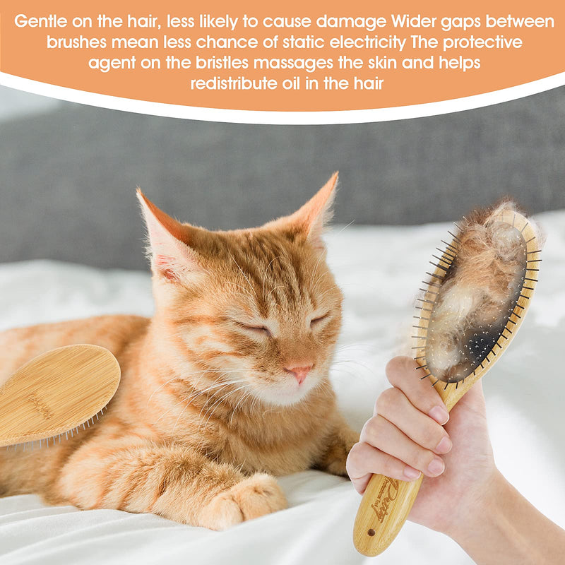 Molain Dog Grooming Brush - 20mm Stainless Steel Round Pins, Bamboo Handle, No Scratch Brush for All Hair Types (1Pc) High quality 1Pc Airbag Wooden Comb - PawsPlanet Australia