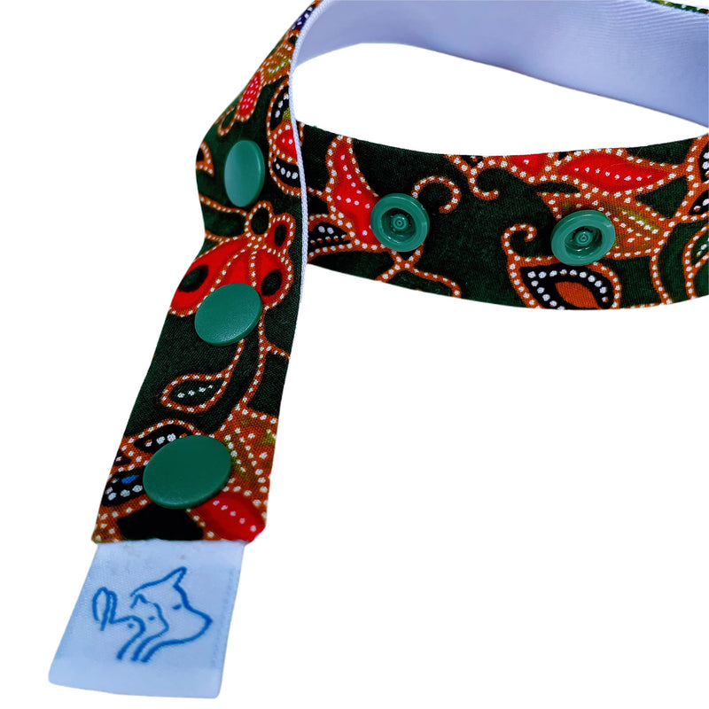Green Classic Batik Collection Beautiful Pet Fashion Bandana with Plastic Snap Button - 1PCS Washable Bandana Double Reversible Scarf Accessories for Small to Large Dog Puppy Cat Rabbit Medium Green - PawsPlanet Australia