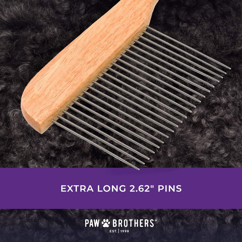 Paw Brothers Grooming Tool and Nature's Specialties Conditioning Spray Bundle - Poodle Comb, Extra Long Teeth, Wooden Handle - Quicker Slicker Detangling and Conditioning Spray, Ready to Use, 16 oz