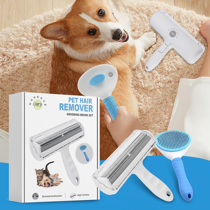 Roller Pet Hair Remover-2Pack Brush and Remover Reusable Lint Roller-Cat and Dog Hair Remover-Pet Hair Remover for Furniture/Bed,Reusable Dog Hair Remover Roller for Dog & Cat Cleaning (Grey) Gray - PawsPlanet Australia