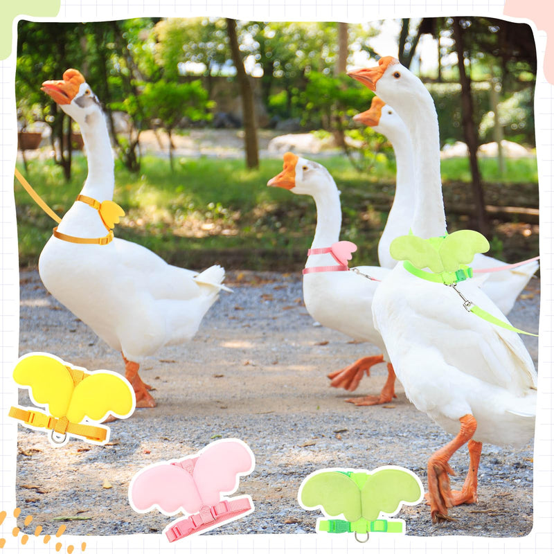 SATINIOR 3 Pack Harness and Leash for Pet Ducks, Real Duck Collar and Leash Soft and Adjustable Harness Training Traction Rope Collar for Young Adult Pet Goose Chicken Hen(Pink Green Yellow,Adult) Pink Green Yellow - PawsPlanet Australia