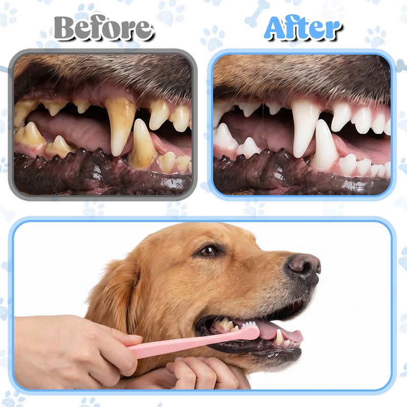 4pcs Small Dog & Cat Toothbrush, Pet Toothbrush Mini Head Soft Tooth Brush Deep Clean Puppy Tooth Brushing Kit for Small to Large Dogs Cats Portable Travel Friendly and Easy to Use