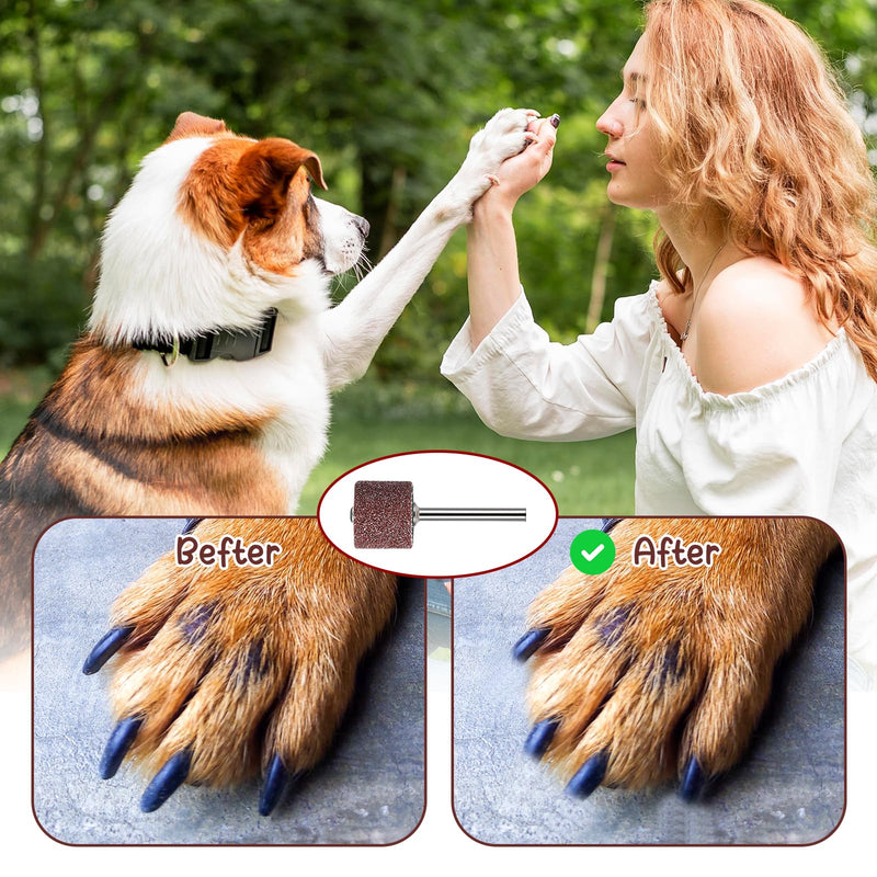 Nail Grinder for Dogs Replacement Kit, 42 Pack Pet Nail Grinder with Sanding Drum Bands Pet Smoother Claw Care Dog Nails Trimmer Tools (1/2 Inch, 80#/120#) - PawsPlanet Australia