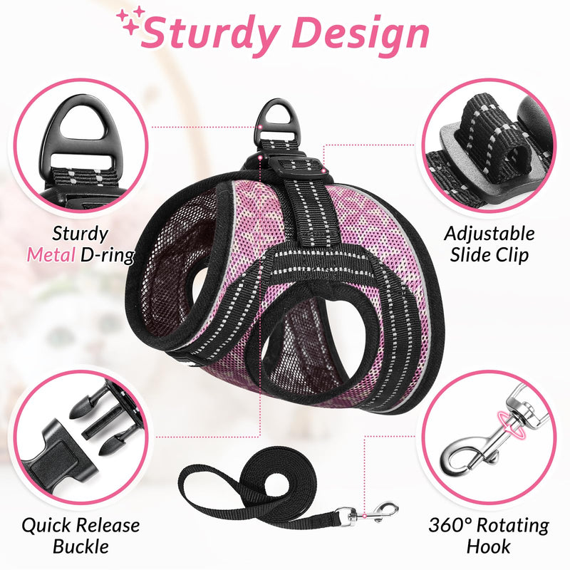 CatRomance Cat Harness and Leash Escape Proof for Walking, Safe Adjustable Large Kitten Vest Set with Reflective Strip for Kitty, Easy Control Comfortable Soft Outdoor Pet Harnesses, Pink, Large L: Chest 12.0-14.5" - PawsPlanet Australia