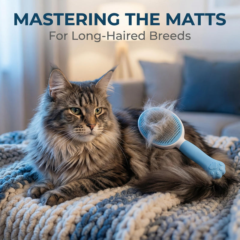 Cat Brush for Shedding for Indoor Cats & Dog Brush for Shedding - Perfect for Long & Short Haired Pets,Pet Brush for Dogs and Cats - Deshedding & Grooming Tool (Blue) Blue