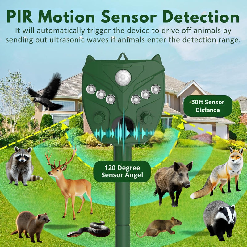 Solar Ultrasonic Animal Repellent Outdoor - NAVISOVL - Cat, Squirrel, Deer Repeller, Motion Sensor&Flashing Light, Repel Dogs,Boar,Deer,Fox,Raccoon,Skunk,Rabbit,Bird Deterrent for Yard&Farmland 1 - PawsPlanet Australia