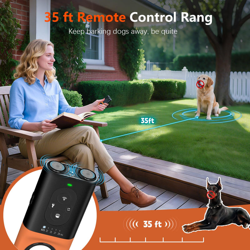 Dog Bark Deterrent Devices, Anti Barking Device for Dogs with Dual Emitters, 35 ft Range, LED Flashlight, Rechargeable Handheld Trainer, Safe & Effective, Stop Neighbors Dog - PawsPlanet Australia