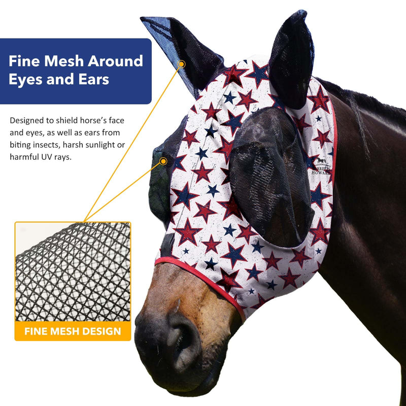 Harrison Howard Super Comfort Stretchy Fly Mask Large Eye Space with UV Protection Soft on Skin with Breathability Dream Star M Cob Cob (Medium) - PawsPlanet Australia