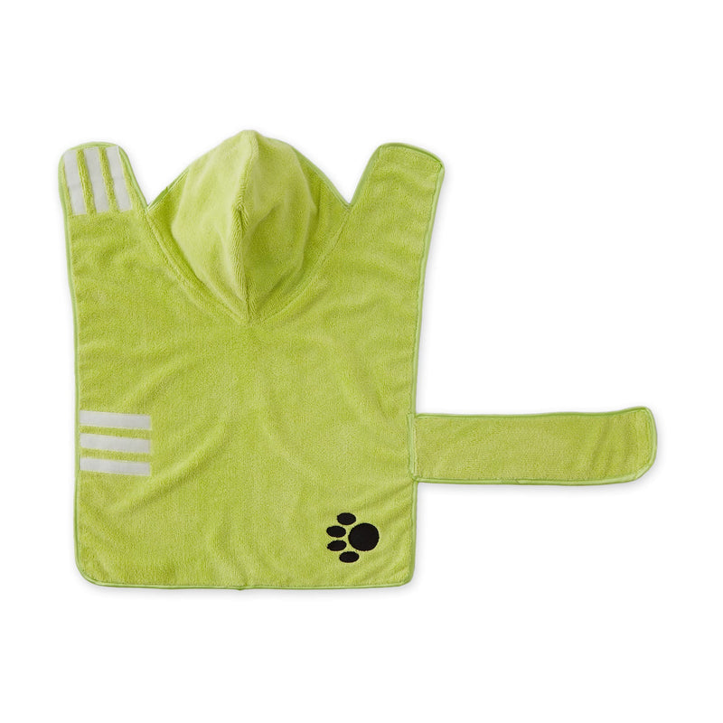 Bone Dry Pet Robe Collection, Embroidered Absorbent Microfiber Bath Robe with Adjustable Closure, for Dogs & Cats, Medium, Lettuce Green - PawsPlanet Australia