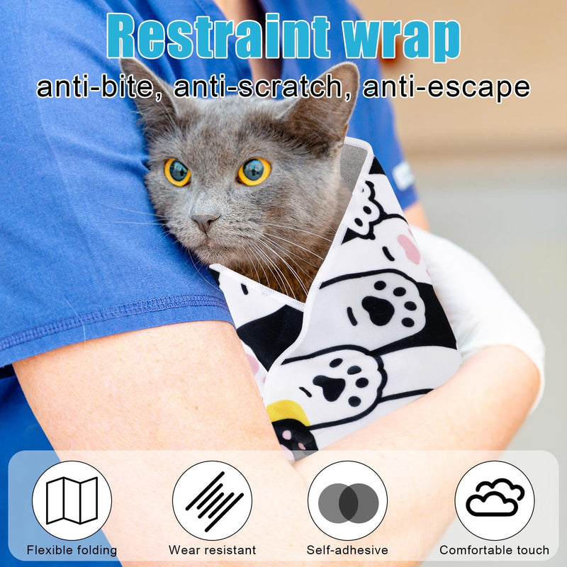 Cat Wrap for Grooming, 19.68x19.68 Inch Soft Cat Swaddle Wrap Multifunctional Self-Adherent Cat Restraint Wrap for Nail Clipping Anti-Bite & Anti-Scratch Pet Calming Blanket for Cats up to 9 Pounds - PawsPlanet Australia
