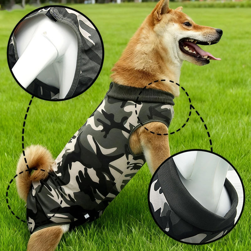 Dog Recovery Suit for Surgery, Dog Vest after Surgery Female, Cone Collar Alternative, Breathable Spay Suit with Camouflage Design for Medium Dogs Prevent Licking, L