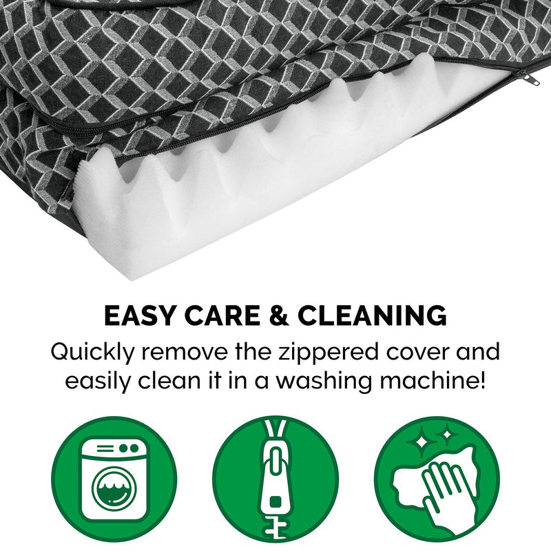 Furhaven Comfy Couch Plush & Décor Sofa-Style Egg Crate Orthopedic Foam Dog Bed - Diamond Gray, Small (Comfy Couch - Plush & Decor) Diamond Gray - PawsPlanet Australia