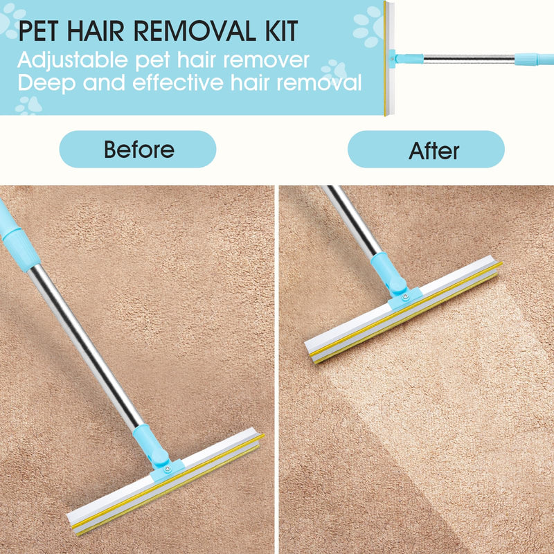 3 Pcs Pet Hair Removal Tool - 55 Inches Adjustable Carpet Scraper, Grooming Brush,Mini Brush for Dogs Cats - Reduce Shedding,Mats,Loose Fur - Perfect for Long Short Hair Pets at Home or Travel - PawsPlanet Australia