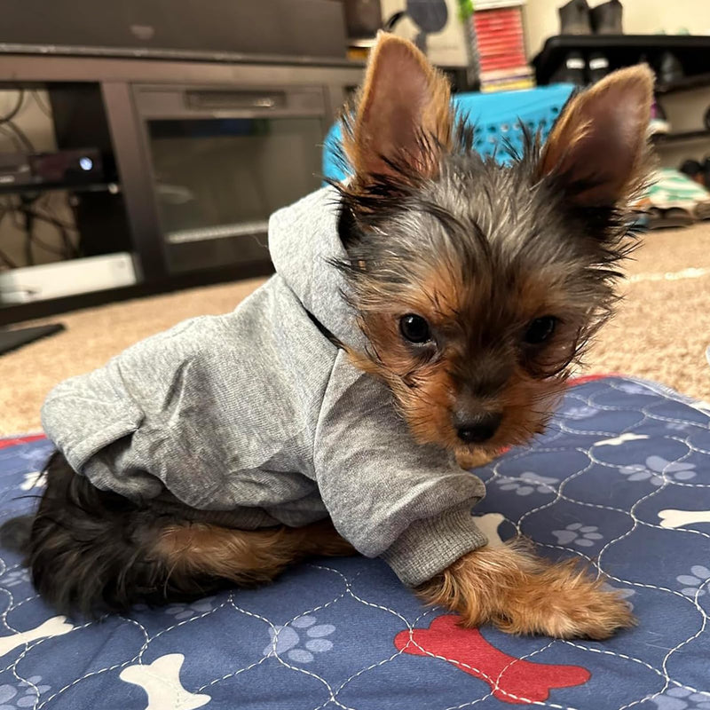 Jecikelon Winter Dog Hoodie Sweatshirts with Pockets Warm Dog Clothes for Small Dogs Chihuahua Coat Clothing Puppy Cat Custume (Small, Grey) - PawsPlanet Australia