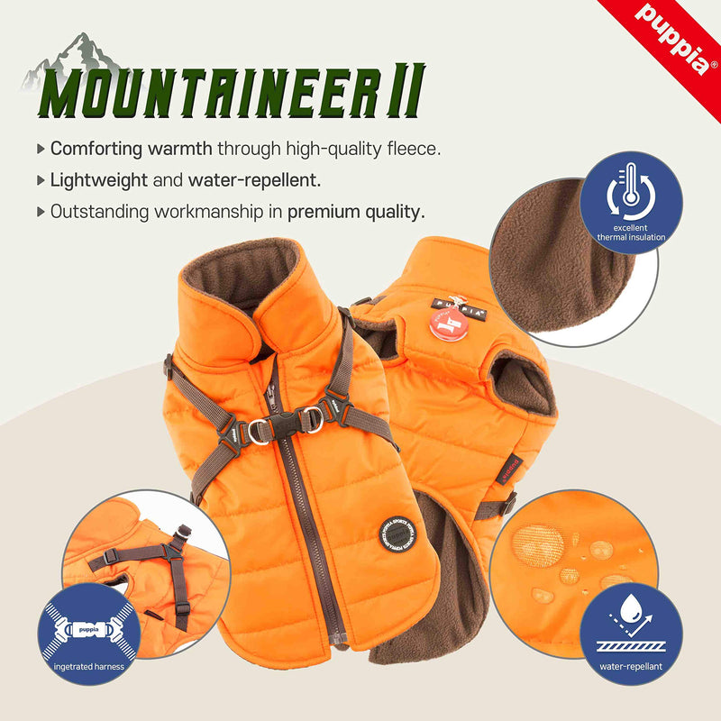 Puppia Mountaineer Winter Dog Coat with integrated harness No Pull Cold Weather Waterproof Warm Fleece Back Zipper for Small & Medium Dog XL PINK - PawsPlanet Australia