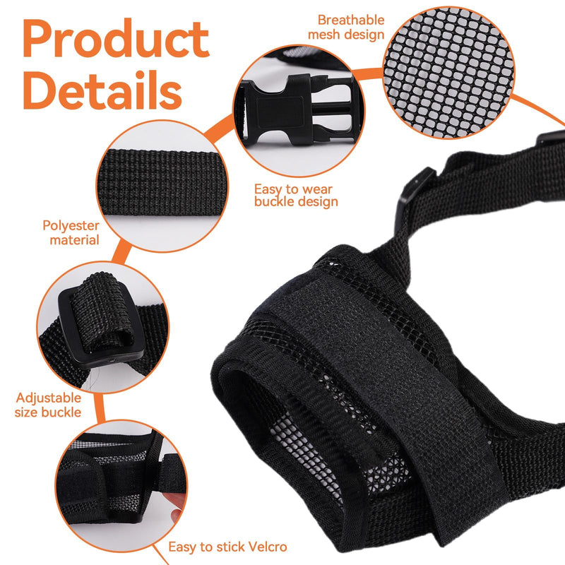 2 Pack Dog Mouth Guard, Adjustable Dogs Muzzles Dog Muzzles to Prevent Biting, Mussle to Stop Biting, Barking and Chewing Perfect for Small, Medium Large Dogs, Allows Panting Drinking (Black) - PawsPlanet Australia