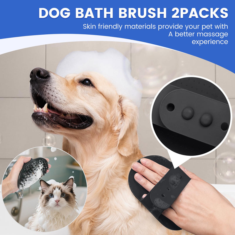 Double-Sided Pet Grooming Rake - 4-in-1 Professional Pet Grooming Kit, Deshedding Dematting Tool for Dogs, Cats, Extra-Wide Grooming Brush & Deshedder Comb for Long and Short Haired Pets(4PCS Black) Black Kit 4PCS