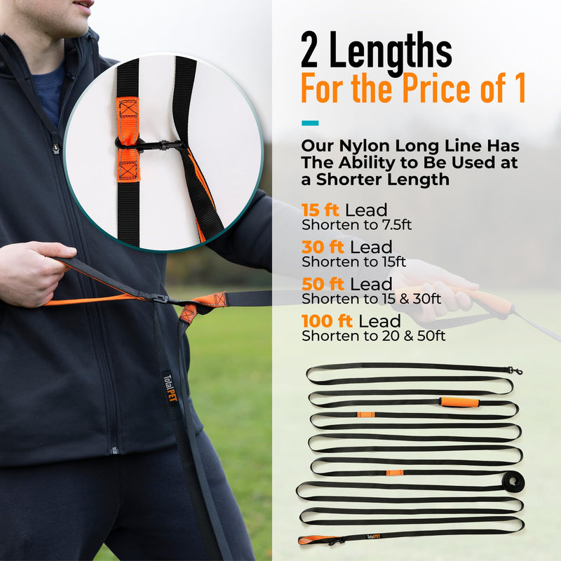 30ft Long Leash for Dogs - Long Line Dog Leash for Training Recall/Commands at Distance - Nylon, Heavy Duty - Ideal for Large & Small Breeds 30ft - PawsPlanet Australia
