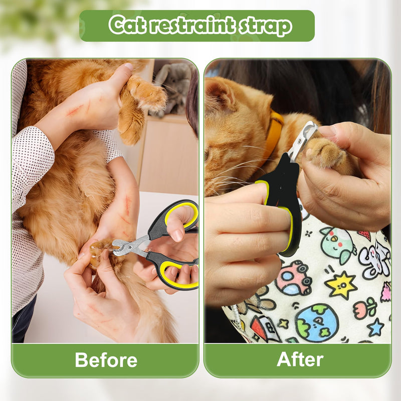 Cat Grooming Wrap with Cat Nail Clipper(27.6"x27.6"), Cat Restraint Wrap for Cutting Nails Anti Scratch/Bite/Escape, Large Cat Swaddle Wrap, Cat Grooming Supplies - PawsPlanet Australia
