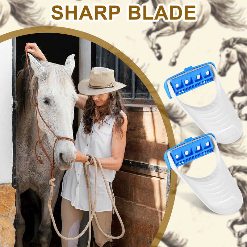 24 Pcs Horse Clippers Horse Grooming Razor Disposable Grooming Razor Horse Trimmer Shaver Kit Fit for Horse Dog, White&Blue Blue 24 - PawsPlanet Australia