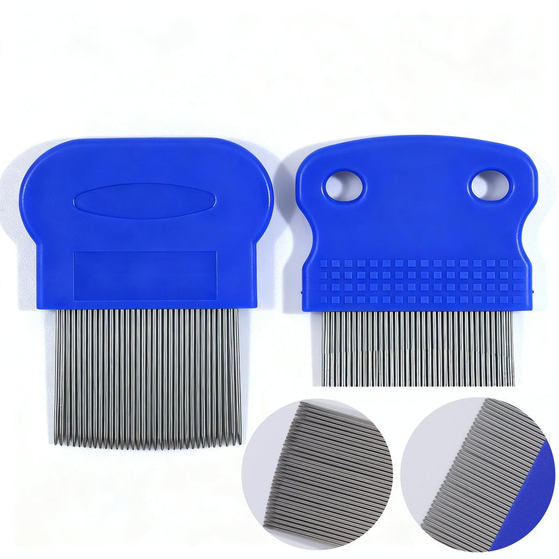 3/4/5-pieces flea and lice comb set, stainless steel pet comb (for dogs and cats, circular tooth design), double-sided tear stain remover, pet shedding comb, suitable for all types of pets (4pcs) 4pcs - PawsPlanet Australia