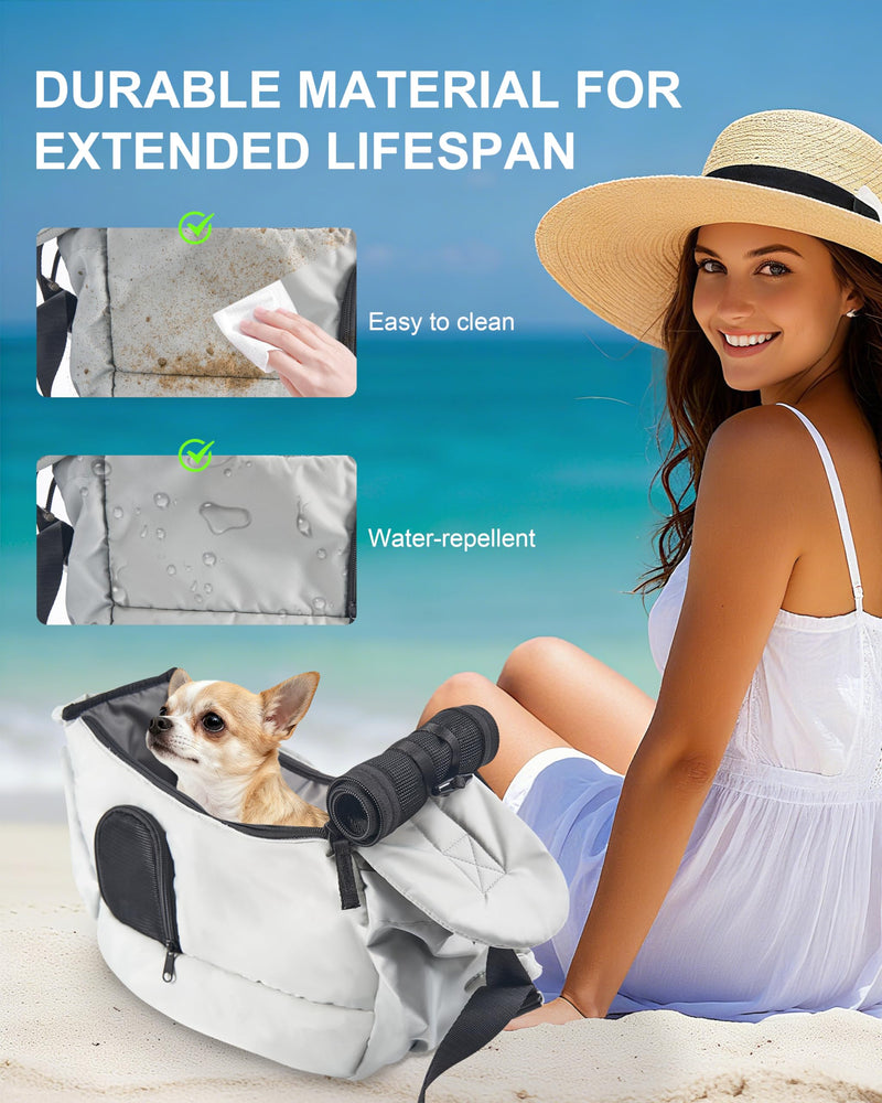 Dog Carrier Sling for Small Dogs & Cats Hand-Free Puppy Sling Purses with Storage Bag and Adjustable Shoulder Strap, Pet Sling Carrier Up to 8.8 Lbs (Grey) Grey - PawsPlanet Australia