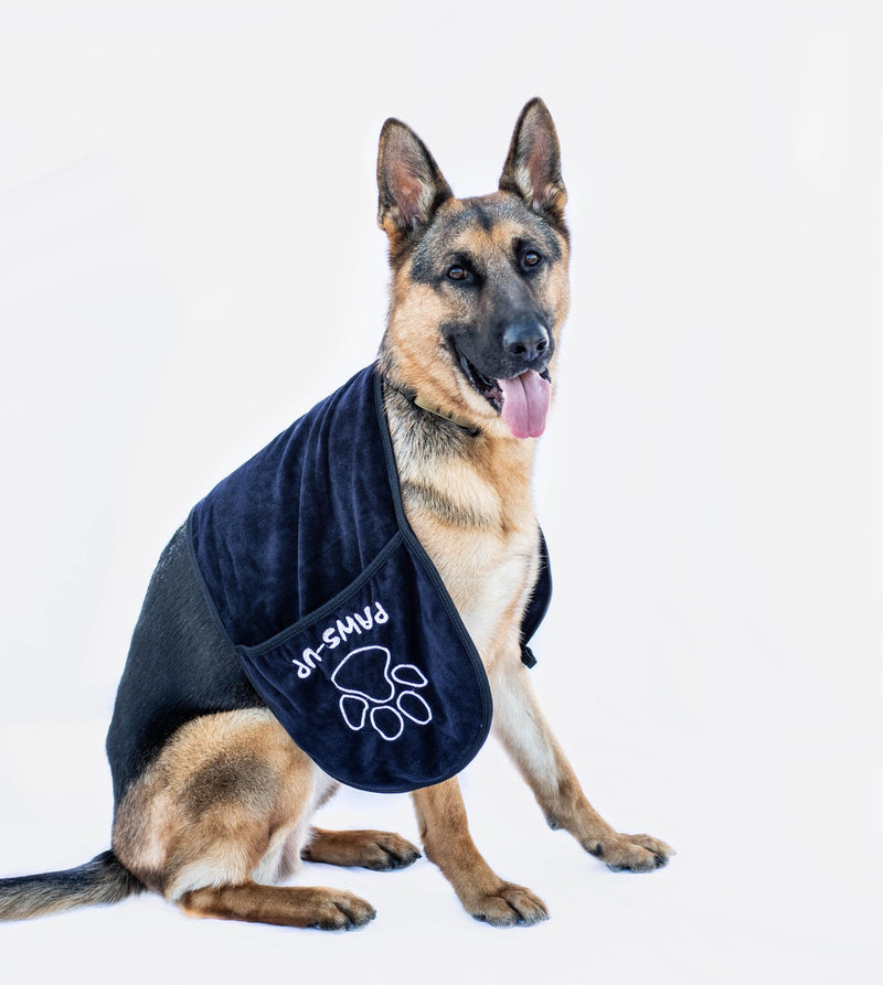 XL Paw Cleaning Towel for Dogs removes mud Dirt Grass Sand allergens Machine Washable Microfiber Also Great for a Quick Dry Puppy Bath Towel with Two Hand Pockets. 34” X 10” XL (black) Black - PawsPlanet Australia