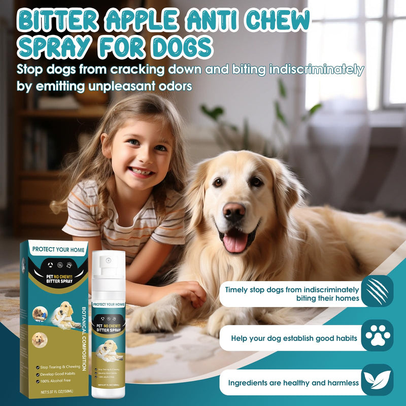 QHZ No Chew Spray for Dogs Bitter Apple Spray to Stop Chewing, Training Deterrent for Puppies & Adult Dogs, Protects Furniture, Shoes, Cords - PawsPlanet Australia