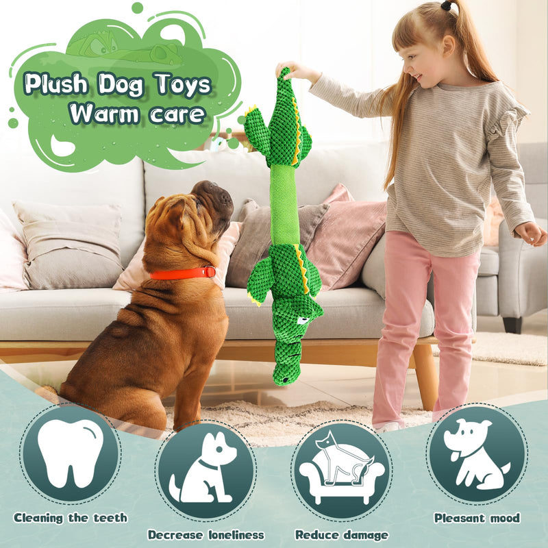 Dog Toys for Large Dogs: Squeaky Dog Toys - Plush Dog Chew Toys - Tough Tug of War Dog Toys - Interactive Puppy Toys for Small,Medium,Large Breed crocodiles - PawsPlanet Australia