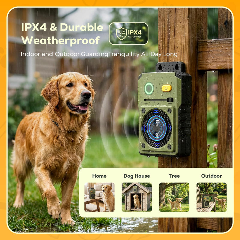Anti Barking Device for Dogs, 3 Modes Ultrasonic Dog Bark Deterrent Devices Long Range 50ft, Type-C Rechargeable Bark Box Barking Control Devices, No More Barking Training Military green