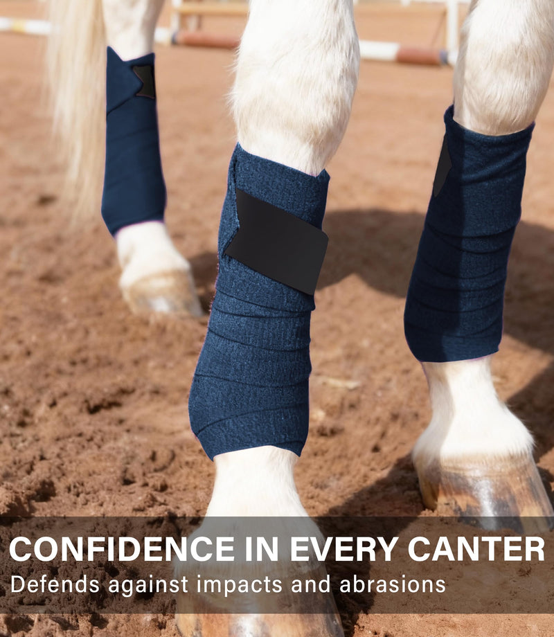 Fleece Horse Polo Leg Wraps Set of 4, 10' Horse Leg Bandages Stable Supplies Equestrian Boots Aegean Blue 10' - PawsPlanet Australia