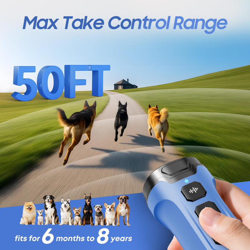 Dog Bark Deterrent Devices - Humane & Effective Training Dog, Stop No More Barking with 3X Ultrasonic Emitters (Blue)