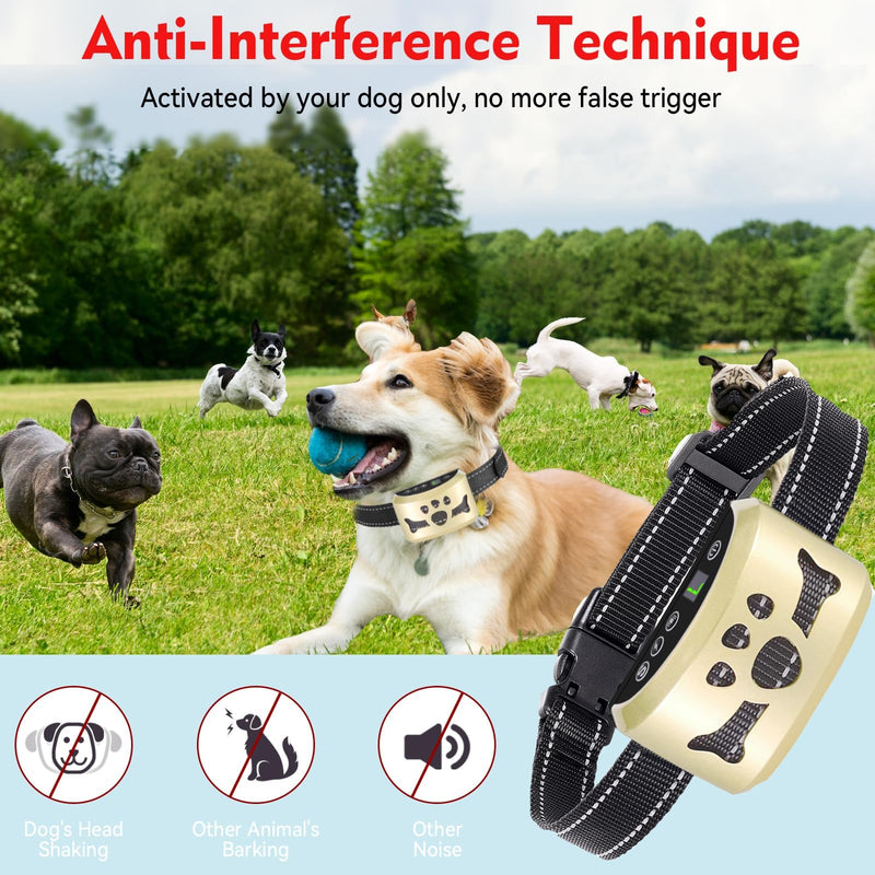 Dog Bark Collar, Anti Bark Collars for Large Medium Small Dogs with 7 Level Sensitivity Adjustable and 4 Stop Barking Modes, Rechargeable Bark Collar No Shock for Dogs with Beep Vibration Shock Blue