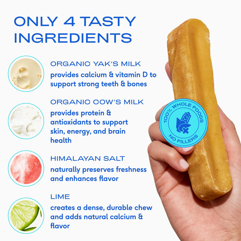 Native Pet Yak Cheese Himalayan Dog Chews - Long Lasting Dental Sticks for Medium Breeds – 100% All Natural Himalayan Yak Chews for Medium Dogs – Cheese Bone for Aggressive Chewers - 3 Per Pack 3 Chews