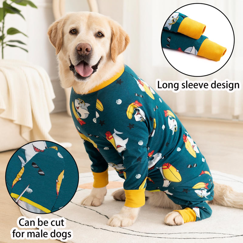 Dog Recovery Suit for After Surgery Female/Male Post-Operative Dogs Onesie Post Spay Neuter Dog Bodysuit After Surgery Dogs Surgical Suit Abdominal Wounds Protector Cone E-Collar Alternative 3XL Shark