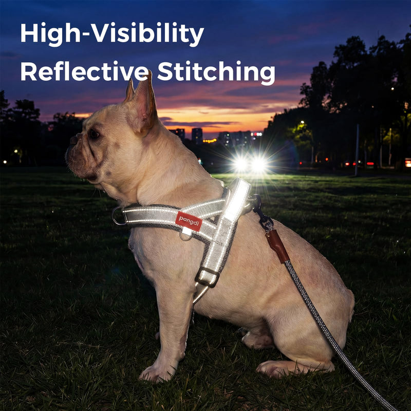 No Pull Dog Harness with Handle, Corgi Adjustable Reflective Dog Vest, Breathable Air Mesh Padded Pet Harness with Front Leash Clip for Small Medium Dogs, Light Grey, XL X-Large - PawsPlanet Australia