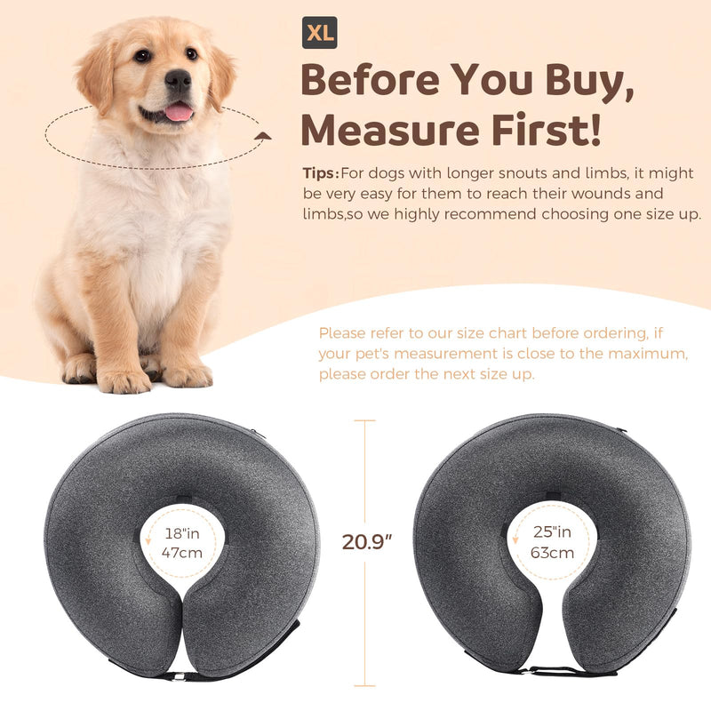 Inflatable Dog Cone Collar, Recovery Dog Cone After Surgery, Adjustable Blow up Dog Donut Collar, Pet Recovery Collar for Dogs Size L 12”-18” [Neck:12"-18"] Large - PawsPlanet Australia
