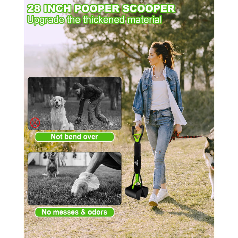 SZHLUX 28" Pooper Scooper, Foldable Dog Pooper Scooper with Unbreakable Material and Durable Spring for Grass and Gravel, Green - PawsPlanet Australia