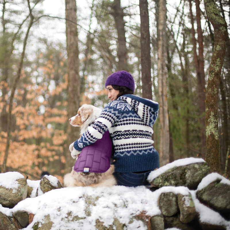 Kurgo Loft Dog Jacket - Reversible Cozy Coat for Outdoor Adventures - Water Resistant - Athletic Fit - Machine Washable Fabric - Reflective Dog Gear - X-Small - Deep Violet Extra Small Deep Violet/Charcoal - PawsPlanet Australia