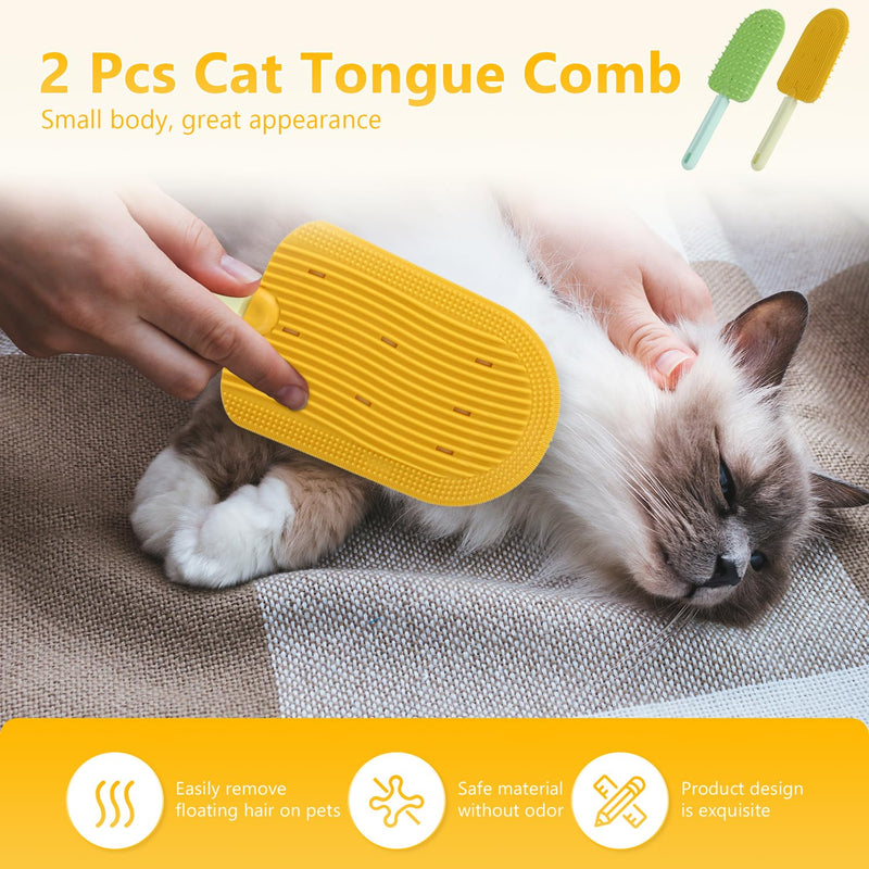 Celerypets Cat Grooming Tool - Tongue Comb & Brush (2Pcs) for Easily Removing Fur & Reducing Hairballs - PawsPlanet Australia