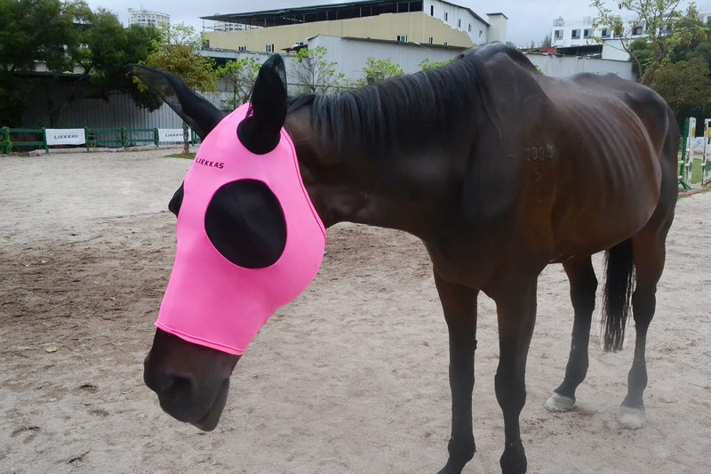 Super Comfort Horse Fly Mask Elasticity Fly Mask with Ears UV Protection for Horse(XL,Pink) pink XL - PawsPlanet Australia