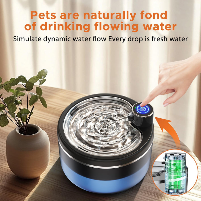 Cat Water Fountain, Wireless Pet Water Fountain, Rechargeable Smart Automatic Cats Dogs Water Dispenser, 102oz/3L Drinking Fountains for Multiple Pets Indoor (Black Transparent, M) Black transparent - PawsPlanet Australia