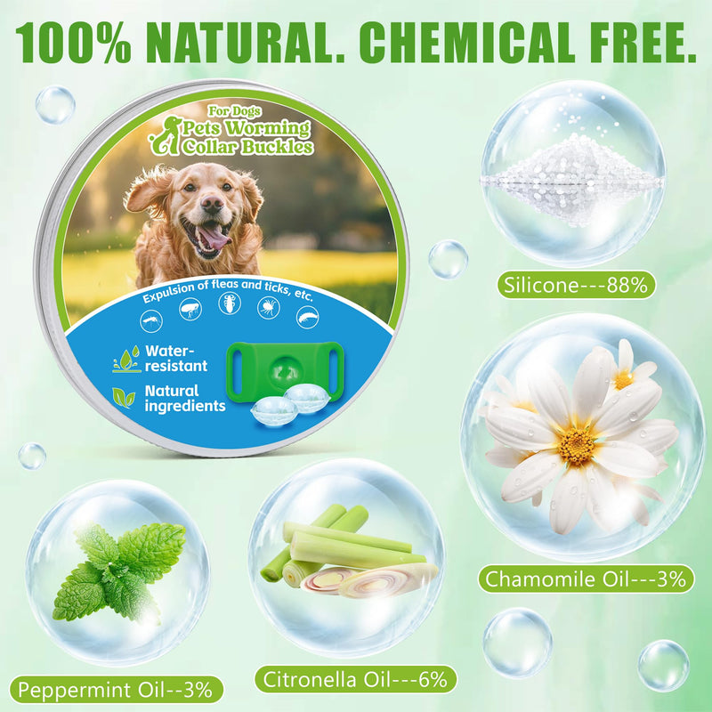 Natural Flea and Tick Prevention Dog Tag – Waterproof Collar Pendant with 2 Extra Refills, Green, Safe for All Breeds Collar Not Included green pendant+2refills - PawsPlanet Australia