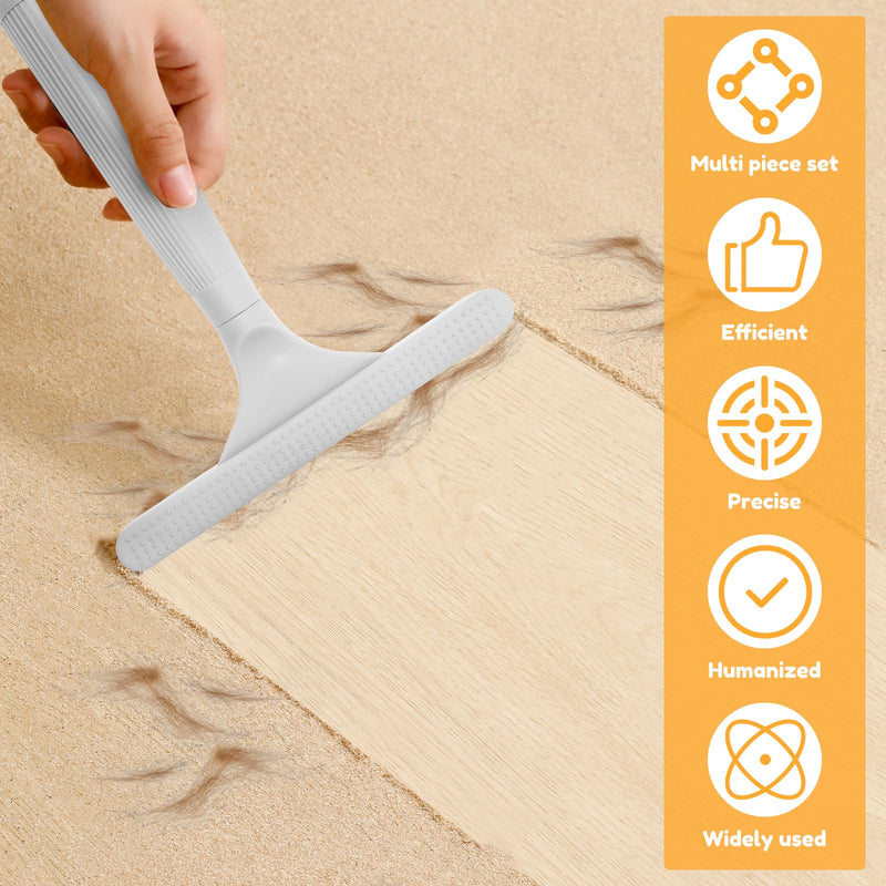 3 in 1 Carpet Rake Kit for Pet Hair Removal Tool,Reusable Pets Hair Remover Broom with Long Handle,Dog & Cat Carpet Scraper,Pet Hairs Remover for Rugs, Mats, Couch, Curtains - PawsPlanet Australia